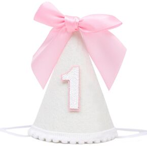 قبعة عيد ميلاد Pink Bow 1st - زخرفة عيد ميلاد حلوة ، تاج عيد الميلاد الوردي الأول ، لوازم عيد الميلاد الأولى الأميرة