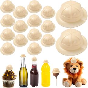 25 Pcs Mini Safari Hats Miniature Jungle Explorer Pith Hat Plastic Safari Party Tiny Adventure Party Toy Beige(25 Pcs)