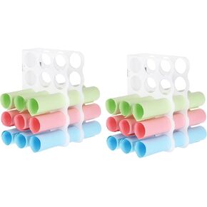 PATIKIL 2PACK VINYL ROLL STORAGE RACK ، 15 ثقوب | الفتحة 1.97 بوصة من منظم تخزين إمدادات لفائف الفينيل للفينيل لغرفة الحرف المنزلية المكتبية ، شفافة