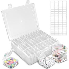 Clear Plastic Bead Organizer, Bead Storage Containers with Label, 30pcs Small Storage Container Jewelry Making, Craft Supply Case with Lid, Craft Storage Box Bead Cases