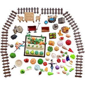 85pcs Miniature Vegetable Garden Crops Pretend Play Toys DIY Farm Decoration Sets