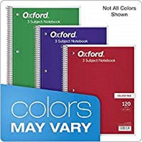 دفتر Notebox 3 Oxford 3 ، 8-1/2 "× 11" ، قاعدة الكلية ، 120 ورقة ، 2 فواصل (65361)