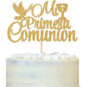 Mi Primera Comunion Cake Topper ، Cross Spanish My Topism/First Complein Cake Decor