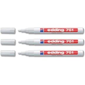 Edding 751 علامة الطلاء زيلين وخالية من الرصاصة خالية من التولوين 1-2 ملم خط أبيض [حزمة 10]