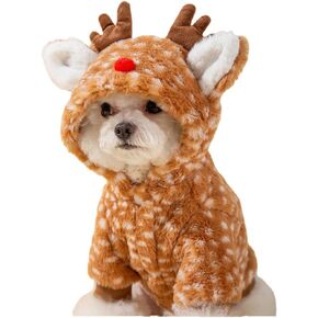 Aza Reindeer Dog Assume Fluffy Christmas Clothes Moose Coat Winter Winter Peties Puppy Girl Gup Cite Coat Coat For Cogs Small Dogs (M ： 5.5lb-9lb） ، موس براون)
