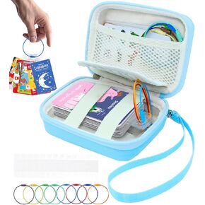 حامل CARD CASE لبطاقات YOTO Player ، مع منظم بطاقة صوتية من Zipper Story ، مع علامات تبويب بطاقة حلقات 100pcs ، وملحقات حلقة حلقة مفتاح البطاقة 8pcs ، وحالة السفر الصغيرة (الأزرق)