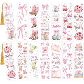 UV DTF Bookmark Wraps - 24 Sheets Acrylic Bookmark Blanks UV DTF Transfer Stickers, Book Theme Rainbow Butterfly Flower Design for Book Lover DIY Projects