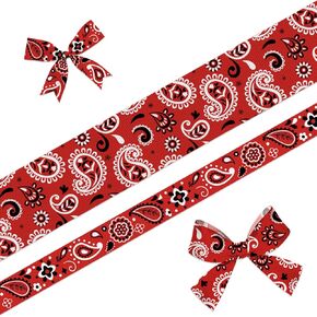 Hying 2 PCS Bandana Royal Ribbons for Crafting, 3/8" Width Red Grosgrain Ribbons Floral Paisley Ribbon Bandana Canvas Retro Craft Ribbons for Gift Wrapping Birthday Wedding Decorations-10 Yards