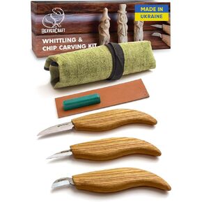 طقم نحت الخشب من خشب S15 Wood Whittling Kit للأطفال المبتدئين - مجموعة سكين نحت الخشب
