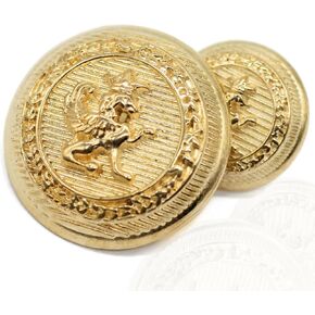 Lion Gold Metal Shank Buttons - 12 Pcs - 2 Size Options - Luxury Lion Round Wave Metal Shank Buttons for Men Women Blazer Coat Uniform Shirt Suit and Jacket Sewing Craft DIY BL4232…
