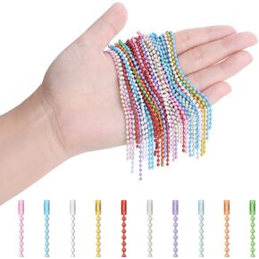 100 Pcs Ball Bead Chain, Bulk Dog Tag Metal Chain, Metal Ball Chain, Necklace Ball Beaded Chain with Connectors for Jewelry Making Steel Ball Bead Chain for Key Craft DIY (Mixed Color)