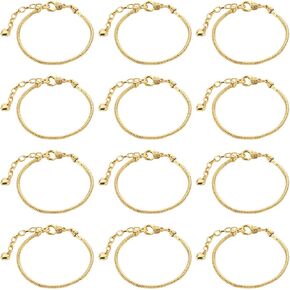 1 مربع 14PCS سوار سلسلة الأفعى سوار BRASS BRASS SNAK SHARM أساور سحر مع سلسلة موسع الحديد وعلامة القلب لسلاسل صناعة المجوهر