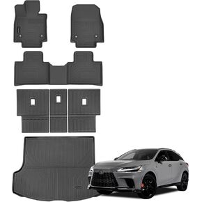 Floor Mats for 2023 2024 2025 Lexus RX Upgrade Trunk Mat with Backrest Mat All Weather TPE Floor Liners Fit for 2025 Lexus RX(Not for RX450h+ PHEV) Anti-Slip Full Set Automobile Mats Accessories