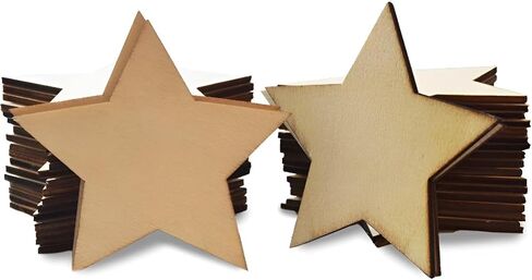 40 Pcs Unfinished Wood Stars 3 inch Wooden Stars Cutouts 0.1'' Thickness Blank Natural Wood Slices Wooden Cutout Tiles for Christmas DIY Crafts Paint Burning Engraving Carving Coaster Staining in Saudi Arabia