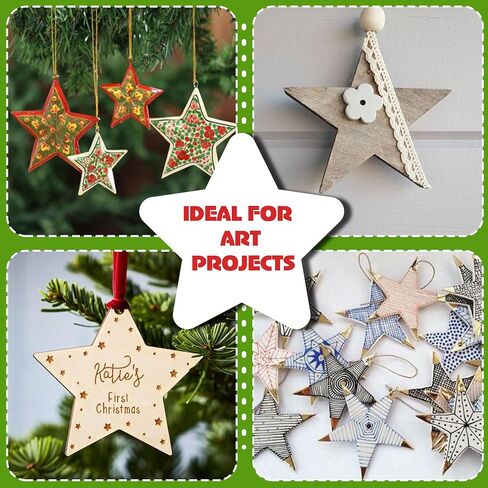 40 Pcs Unfinished Wood Stars 3 inch Wooden Stars Cutouts 0.1'' Thickness Blank Natural Wood Slices Wooden Cutout Tiles for Christmas DIY Crafts Paint Burning Engraving Carving Coaster Staining in Saudi Arabia