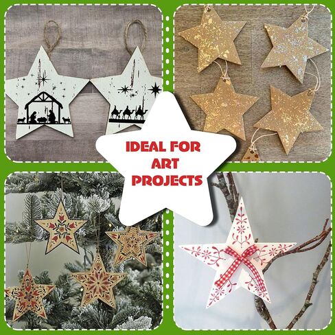 40 Pcs Unfinished Wood Stars 3 inch Wooden Stars Cutouts 0.1'' Thickness Blank Natural Wood Slices Wooden Cutout Tiles for Christmas DIY Crafts Paint Burning Engraving Carving Coaster Staining in Saudi Arabia
