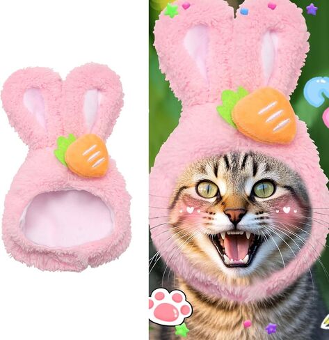 قبعة Alibbon Easter Cat Cat لطيف أرنب أرنب مع آذان زي زهرة عيد الفصح للحيوانات الأليفة للقطط الكلاب الصغيرة جرو Cat Cate for Easter Party Bunny Cap Cap Rabbit Rabbit for Easter Cosplay Supplies in Saudi Arabia