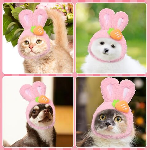 قبعة Alibbon Easter Cat Cat لطيف أرنب أرنب مع آذان زي زهرة عيد الفصح للحيوانات الأليفة للقطط الكلاب الصغيرة جرو Cat Cate for Easter Party Bunny Cap Cap Rabbit Rabbit for Easter Cosplay Supplies in Saudi Arabia