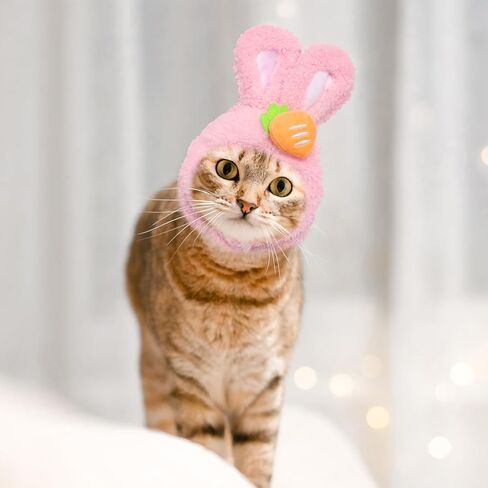 قبعة Alibbon Easter Cat Cat لطيف أرنب أرنب مع آذان زي زهرة عيد الفصح للحيوانات الأليفة للقطط الكلاب الصغيرة جرو Cat Cate for Easter Party Bunny Cap Cap Rabbit Rabbit for Easter Cosplay Supplies in Saudi Arabia