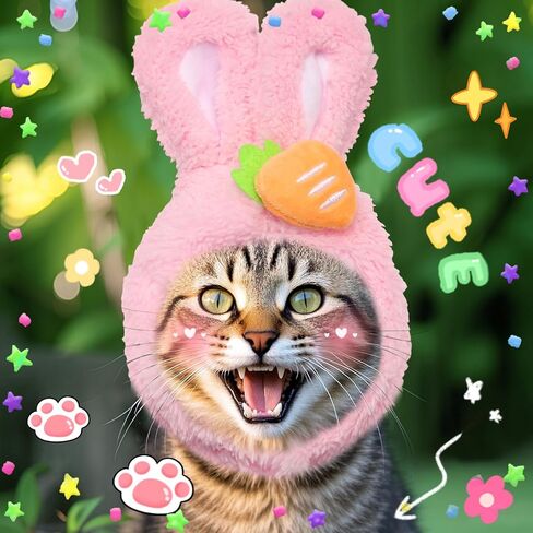 قبعة Alibbon Easter Cat Cat لطيف أرنب أرنب مع آذان زي زهرة عيد الفصح للحيوانات الأليفة للقطط الكلاب الصغيرة جرو Cat Cate for Easter Party Bunny Cap Cap Rabbit Rabbit for Easter Cosplay Supplies in Saudi Arabia
