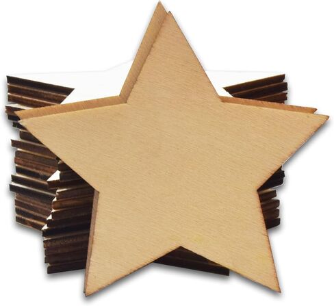 40 Pcs Unfinished Wood Stars 3 inch Wooden Stars Cutouts 0.1'' Thickness Blank Natural Wood Slices Wooden Cutout Tiles for Christmas DIY Crafts Paint Burning Engraving Carving Coaster Staining in Saudi Arabia