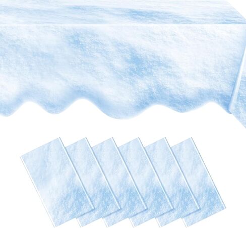 4 PCS Snowflake titlecloth مزيفة ثلج شتاء المائدة المائدة المائدة المائدة البلاستيكية تغطية طاولة ثلج بلاستيكية 54 × 108 بوصة تغطية ثلج مضاد للماء لحفلة عيد ميلاد العطلة الشتوية in Kuwait