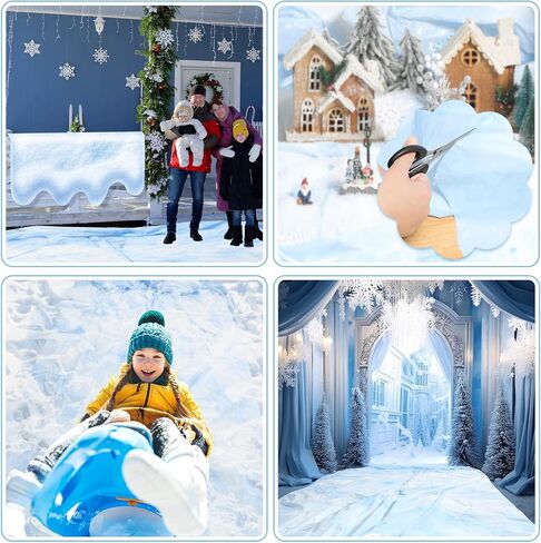 4 PCS Snowflake titlecloth مزيفة ثلج شتاء المائدة المائدة المائدة المائدة البلاستيكية تغطية طاولة ثلج بلاستيكية 54 × 108 بوصة تغطية ثلج مضاد للماء لحفلة عيد ميلاد العطلة الشتوية in Kuwait