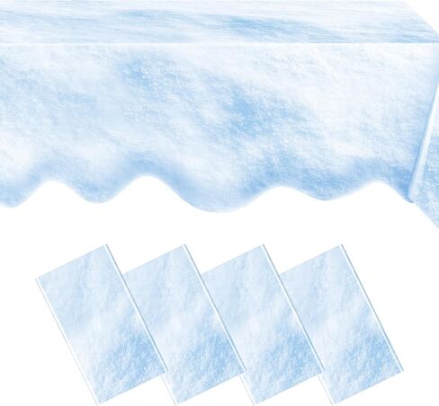 4 PCS Snowflake titlecloth مزيفة ثلج شتاء المائدة المائدة المائدة المائدة البلاستيكية تغطية طاولة ثلج بلاستيكية 54 × 108 بوصة تغطية ثلج مضاد للماء لحفلة عيد ميلاد العطلة الشتوية in Kuwait