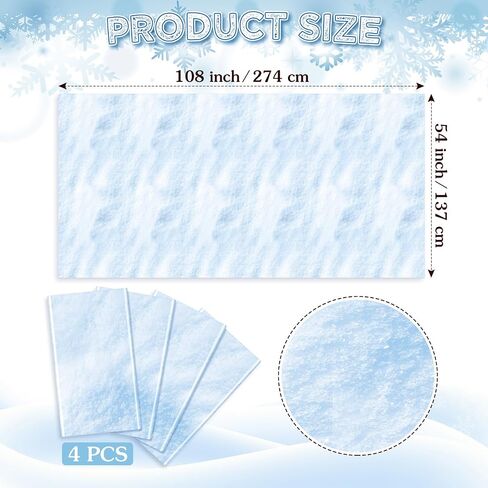 4 PCS Snowflake titlecloth مزيفة ثلج شتاء المائدة المائدة المائدة المائدة البلاستيكية تغطية طاولة ثلج بلاستيكية 54 × 108 بوصة تغطية ثلج مضاد للماء لحفلة عيد ميلاد العطلة الشتوية in Kuwait