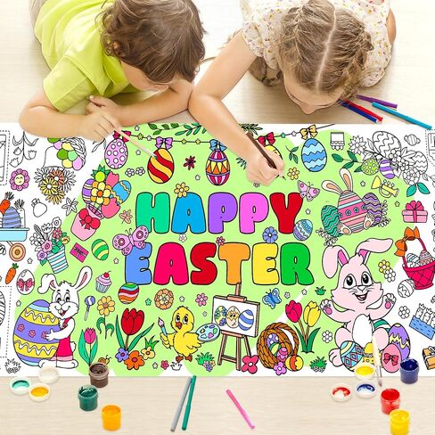 Easter Giant Coloring Poster 30 x 72 Inches Jumbo Coloring Tablecloth Easter Crafts for Kids School Home Party Supplies Decoration in Kuwait