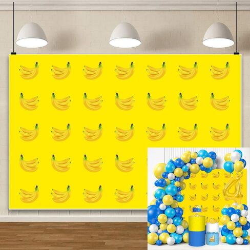 shensu Vinyl 10x8ft Bananas Fruit Photo Background Fresh Fruit Pattern Yellow Photography Backdrop for Boys Girls Men Women Birthday Decoration Portrait Photoshoot Cake Smash Photo Booth Studio Props in Saudi Arabia