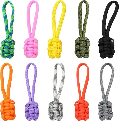 Honbay 10PCS Handmade Woven Pull Rope Nylon Zipper Pulls Zipper Tags Zipper Extension Replacement for Backpacks, Luggage Bags, Clothes (10 Colors) in Kuwait