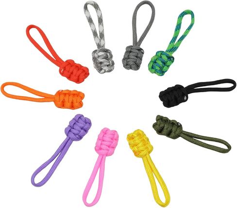 Honbay 10PCS Handmade Woven Pull Rope Nylon Zipper Pulls Zipper Tags Zipper Extension Replacement for Backpacks, Luggage Bags, Clothes (10 Colors) in Kuwait
