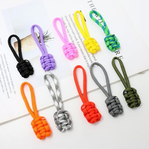 Honbay 10PCS Handmade Woven Pull Rope Nylon Zipper Pulls Zipper Tags Zipper Extension Replacement for Backpacks, Luggage Bags, Clothes (10 Colors) in Kuwait