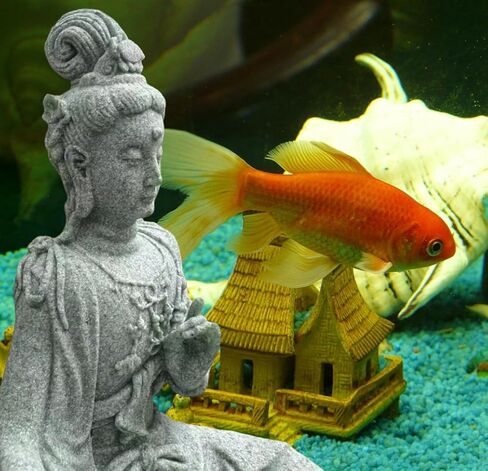 livelyfish Fish Tank Decorations Buddha Statue Aquarium Stone Buddha Figurine Asian Zen Garden Guanyin Statues Underwater Landscaping Ornament, A in Kuwait