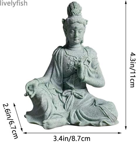 livelyfish Fish Tank Decorations Buddha Statue Aquarium Stone Buddha Figurine Asian Zen Garden Guanyin Statues Underwater Landscaping Ornament, A in Kuwait