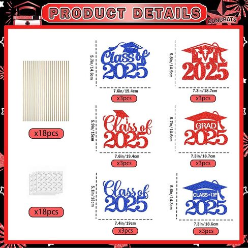 Red Blue Graduation Table Decorations Graduation Centerpieces for Tables 2025 Graduation Decorations Class of 2025 Graduation Party Centerpieces for Tables 2025 Graduation Party Decorations in Saudi Arabia