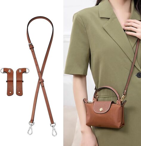 أشرطة حقيبة Tukywan لحقيبة Longchamp Mini ، وحزام محفظة استبدال Crossbody قابل للتعديل (مجموعة حزام ، والذهب البني) in Kuwait
