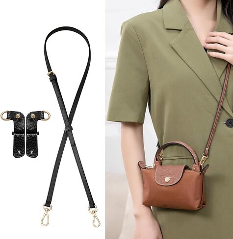 أشرطة حقيبة Tukywan لحقيبة Longchamp Mini ، وحزام محفظة استبدال Crossbody قابل للتعديل (مجموعة حزام ، والذهب البني) in Kuwait