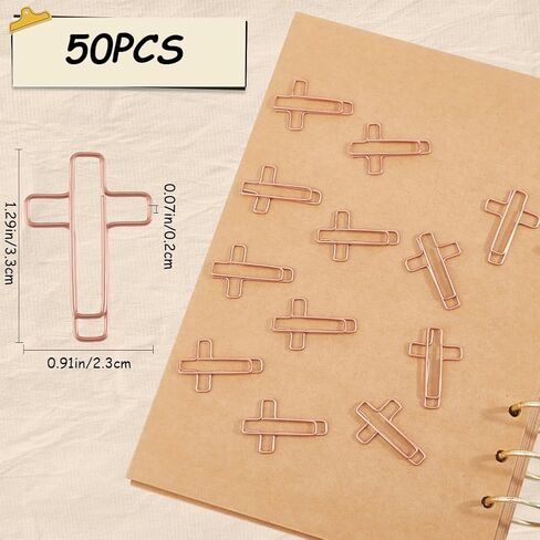 Craspire 50pcs Cross Paper Clips for Bible Binder Gold Paperclips Clamps Iron Lockmark Clips Colored Planmark Planner Memo Dispenser School School Home File Neep in Kuwait