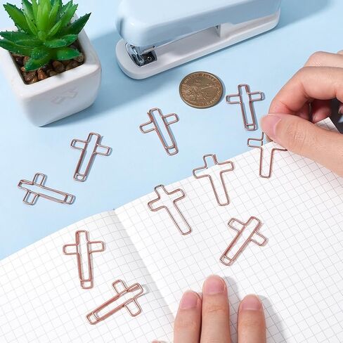 Craspire 50pcs Cross Paper Clips for Bible Binder Gold Paperclips Clamps Iron Lockmark Clips Colored Planmark Planner Memo Dispenser School School Home File Neep in Kuwait