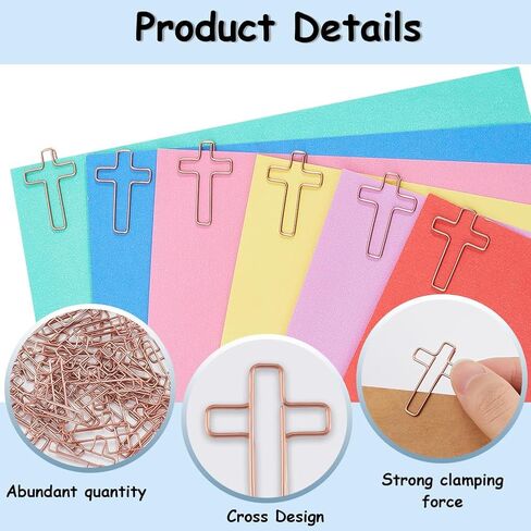 Craspire 50pcs Cross Paper Clips for Bible Binder Gold Paperclips Clamps Iron Lockmark Clips Colored Planmark Planner Memo Dispenser School School Home File Neep in Kuwait