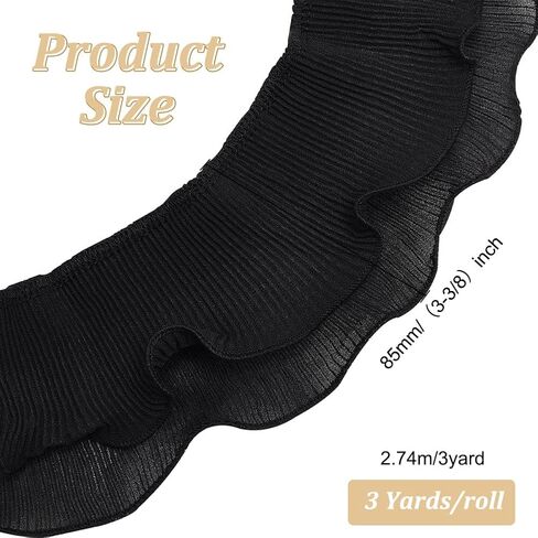 FINGERINSPIRE 3 Yards 2-Layer Ruffle Pleated Trim 3-3/8 inch Wide White Chiffon Trim Gathered Ruffle Ribbon Polyester Lace Ruffle Trim Ribbon Pleated Edging Trimmings Fabric for Sewing DIY Craft in Kuwait