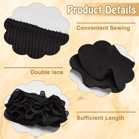 FINGERINSPIRE 3 Yards 2-Layer Ruffle Pleated Trim 3-3/8 inch Wide White Chiffon Trim Gathered Ruffle Ribbon Polyester Lace Ruffle Trim Ribbon Pleated Edging Trimmings Fabric for Sewing DIY Craft in Kuwait