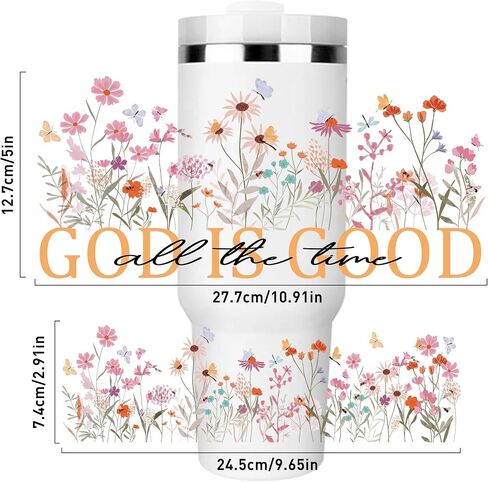 UV DTF Cup Wraps, 6 Sheet Bible Flower UV DTF Transfer Stickers for 40 oz Tumbler, Bible Verse, Floral, Christian Inspirational Quote Designs, Personalized DIY Craft in Saudi Arabia
