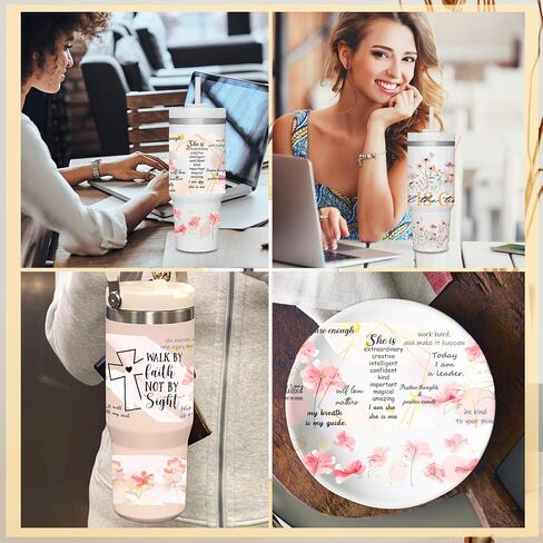 UV DTF Cup Wraps, 6 Sheet Bible Flower UV DTF Transfer Stickers for 40 oz Tumbler, Bible Verse, Floral, Christian Inspirational Quote Designs, Personalized DIY Craft in Saudi Arabia
