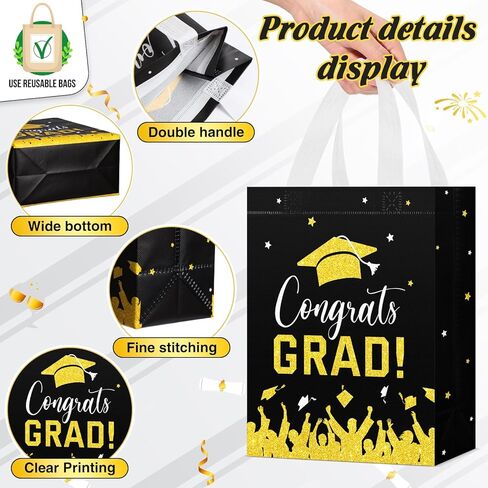 24 Pcs Graduation Gift Bags 2025 Reusable Graduation Bags Bulk with Handles, Nonwoven Congrats Grad Party Favor Tote in Saudi Arabia