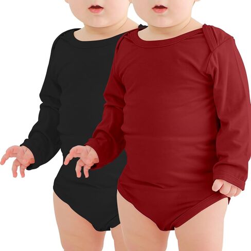 Jimonda Rayon From Bamboo Baby Bodysuit Long Sleeve Boy Girl Romper Soft | Stretchy, Lightweight, Viscose, Unisex Newborn Clothes, Infant One Piece, Tag free, Easy Diaper Changes, Spring Summer Fall in Saudi Arabia