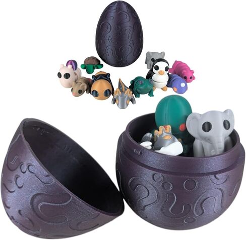 3DCENTRAL.CA 10 Pack Mystery Mini Animal Figurines – Stress Relief Desk Toys for Anxiety, ADHD, Autism – Articulating Collectibles in a Large Mystery Egg – 3D Printed in Canada in Kuwait