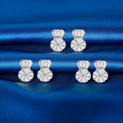 Earring Backs for Droopy Ears,18K Sterling Silver Earring Backs for Studs,Adjustable Hypoallergenic Earring Backs for Heavy Earring(6 Pairs) in Saudi Arabia